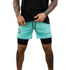 Herren Shorts Herren Shorts Herren Schnelltrocknende Sportshorts Atmungsaktive 2-in-1-Trainingsshorts Kompressions-Innenfutter TrainingsshortsC240402