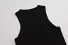 Women's T Shirts Withered French Textured Knit Tank Top T-shirt Fashion Ladies Black Color Simple Basic Sleeveless Tshirt Women