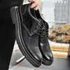 Casual Shoes Men's Thick Sole Breattable Leather Retro Business Work bär bekvämt och mångsidigt