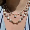 Naszyjniki luna ręcznie wiązane lapis i szklany naszyjnik perłowy nakrętka nakłada na biżuterię GOTH GOTH Prezent dla kobiet 2023 kołnierz