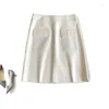 Skirts Tajiyane Genuine Leather For Women White Skirt Korean Style A-line Sheepskin Clothing Autumn Falda Mujer