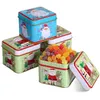 Bouteilles de stockage 4 pièces boîte en fer blanc sur le thème de noël boîtes à faveur rondes bonbons biscuits étui en étain emballage cadeau fournitures de fête (aléatoire