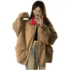 Giacche da donna Autunno Americano Retro Ricamo Colore a contrasto Giacca con risvolto Allentato Presto Uniforme da baseball da strada Tendenza Drop Delivery Ap Dhu43