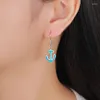 Dangle Earrings MYOP 925 Sterling Silver Trend Funny Boat Anchor Blue Opal Women's Fashion Jewelry Creative Gifts