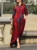 Robe longue en coton et lin pour femmes, à la mode, avec carreaux imprimés, simple boutonnage, Style rétro, printemps et été, 240322