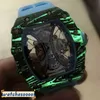 Relojes de lujo reloj mecánico Movimiento suizo de edición limitada Wallwatch Hong Kong RM53-01 Cinta de fibra de carbono negro Luminoso Masculino