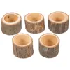Candle Holders 10pcs Wooden Holder Tea Light Rustic For Wedding Party Birthday Holiday Decoration ( Coffee )