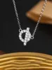 Lyxmärke charm näsa halsband liten q bokstav kvinnlig ren silver rosguld full diamant krage kedja ot spänne ny avancerad med logotyp