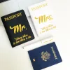 Mr Mrs PU Leather Passport Holder Luggage Tag Travel Credit Card Protector Wedding Gift for Women Men Lover Couple