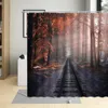 Shower Curtains Outdoor Forest Train Tracks Nature Themed Scenery Bathroom Waterproof Bathtub Decor Screens Bath With Hooks