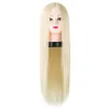 Perruques synthétiques cheveux longs feishow raide blonde perruques blondes de chaleur fibre peluas rôles de dessin animé cosplay costume femme pliée