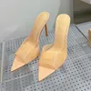 Fashion New Versatile Female High Heel Sandals Summer Transparent PVC Upper Design Banquet Pointed Head Candy Colors Slippers High-end Open Toe Women's Pumps