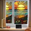 Window Stickers Retro Church Stained Film European Style Static Cling Privacy Glass Colorful Tropical Home Office Decor