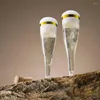Verres à vin 12 pièces flûtes à Champagne en plastique à bords dorés 6.5 Oz tasses à Cocktail fantaisie jetables pour grillage transparent