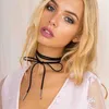 Pendant Necklaces New Pop Hollow Black Leather Velvet Choker Necklace Layer Jewelry Goth Necklace for Women Choker Collarbones Necklace 240330