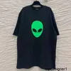 Designer verão nova noite brilho b família alienígena camiseta queimado artesanato masculino e feminino mesmo estilo casal edição solta kkfz