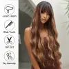 Парики Алан Итон Медовый коричневый выделение синтетические парики для чернокожих женщин длинные волнистые парики с челкой косплей цветные волосы