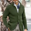 Męskie swetry modne wygodne sweter sweter z długim rękawem Mężczyźni jesienne zimowe stałe przyciski kolorów Placket dzianinowy odporność na zimno