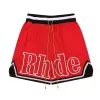 Shorts designer Rhude Mens Mesh Short Summer Fashion Beach Band Pants Elastic Cants Uomini di alta qualità usura dei pantaloni neri blu rosso VSE9