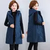 Gilets Femmes Hiver Down Gilet Femmes Puffy Chaud Veste À Capuche Sans Manches Long Manteau Femme Lâche Outwear Plus Taille Vêtements De Neige V218