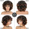 Peruki krótkie włosy afro perwersyjne peruki z grzywką dla czarnych kobiet puszyste syntetyczne afrykańskie ombre bezskrowane cosplay naturalne brązowe peruki