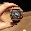 Luxury Mens Watch Richa M Högkvalitativ Watch Designer Automatisk mekanisk klocka Vattentät rostfritt stål Panchromatiskt handledsgummi som säljer P2I2