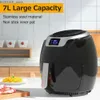 Air Fryers Air Fryer 7l grande capacité sans tige à fond plat Pot tactile intelligent 1800 W High-Power Pas d'huile Frying Intelligent Timing Y240402