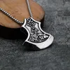 Pendentif Colliers Viking Wolf Axe Titanium Steel Rune Collier dominant pour hommes Bijoux européens et américains