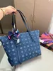 M40995 BORSE da donna Borsa tote firmata Borsa pochette con pacchetto shopping jacquard in denim blu NF Borsa portafoglio TOTE di grande capacità