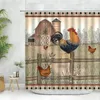 Rideaux de douche ferme salle de bain douce ferme poulet pays animaux coq sur Vintage Shabby Chic rideau en bois