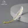 Colliers Lotus Fun Vintage Long Goose Feather Pendant Original 925 Silver Silver Chaines et Colliers pour femmes Luxury Bijoux Fine