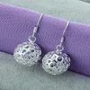 Boucles d'oreilles créoles CHUANGCHENG 925 en argent Sterling boule creuse pour femmes accessoires de cadeau de fête de mariage bijoux de mode