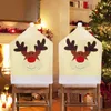 Chaise Couvre 1PC Chapeau de Noël Couverture Mignon Elk Salle à manger pour siège anti-poussière Décorations pour la maison Navidad Cadeaux 2024