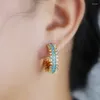 Pendientes De aro con piedra azul turquesa CZ para Mujer, accesorios De joyería a la moda, Aretes De Mujer Aros 2024