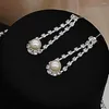 Ensemble de boucles d'oreilles et collier, 1 Kit de clous de mariée, couches de fausses perles, glands, cadeau élégant, strass incrustés, bijoux de mariage