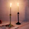 Candle Holders 2pcs European Home Metal Holder Decorations Retro Gold Leaf Design Single Head Iron Candlestick