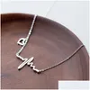 Other Pendants 925 Sterling Sier Womens Necklace Personalized Electrocardiogram Pendant Link Chain Heartbeat Jewelry Lover Gift Drop D Dhfpt