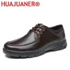 Casual Shoes Men's äkta läderföretag Formal Wear Luxury Oxfords för män Lace-up Cow Dress Man