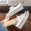 Casual Shoes Women Platform Sneakers Female Genuine Leather Walking Flats Loafers For White Crystal Comfort Vacation