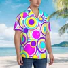 Camisas informales para hombre, camisa hawaiana con patrón de círculos Retro, vacaciones para hombre, estampado brillante de los años 60, diseño de estilo callejero, blusas Vintage de gran tamaño