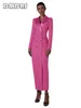 Women's Suits Notched Silky Satin Collar Women Tuxedo Dress Long Suit Coat Sheath Sleeves Blazer Double Breasted