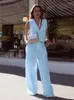 Calças femininas de duas peças 2024 verão casual moda conjunto mulheres top e branco algodão linho sem mangas colete feminino terno