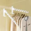 Hangers Opvouwbaar kleerhangerrek Wandmontage Winddicht Antislip Heavy Duty Indoor Badkamer Kleding Drooghouder Organizer