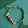 Charm Bracelets Handwoven String Girls Artistic Pink Opal Paint Candy Bracelet Green Ajustbale Size Cute Accessories Dropship Drop Del Dhcrz