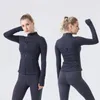 Yoga Wear Designer Stand-Up Collar Zipper Veste à double brossage pour femmes Sport de course de sport tailles de couche de finition S à 3xl