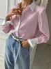Chemisiers pour femmes chemise femmes hauts printemps 2024 bureau dame mode décontracté à manches longues rayé Patchwork imprimé chemises droites