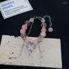 Urok bransoletki moda koralika motyla dla kobiet dziewczęta imitacja Jade bohemian krystaliczna elastyczna bransoletka biżuteria
