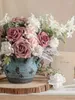 Fiori decorativi Mefier artificiali 16/32 pezzi 3,5 "rosa polverosa rose da valanga con gambo per bouquet da sposa fai da te centrotavola floreale decorazione torta
