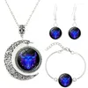 Набор серег-ожерелья 2024 года по зодиаку, серьги-подвески с драгоценными камнями и луной, браслет-серьги