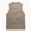 Mens Vests Wholesale-Pography Vest Men Beige Army Green Mti-Pocket Field Fisherman Journalist Pographer Gilet Jacket Plus Size 4xl Ne Dhuij